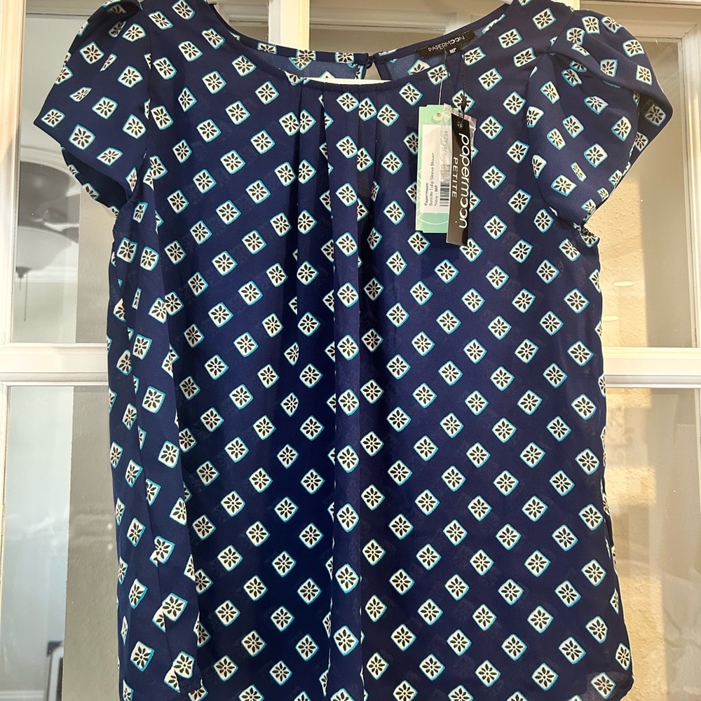 Paper Moon Navy Geometric Blouse